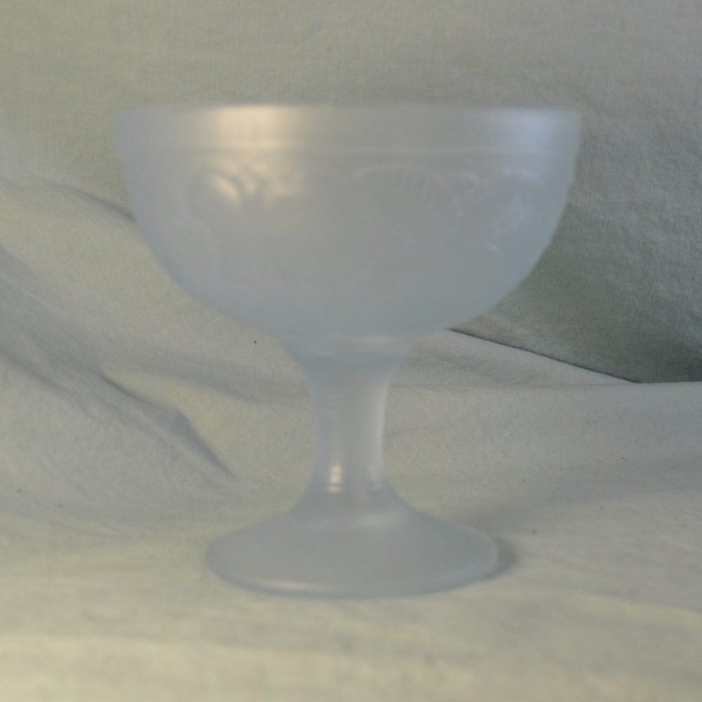 14 oz vintage luminarc depression blue frosted glass sorbet dish (w1118)
